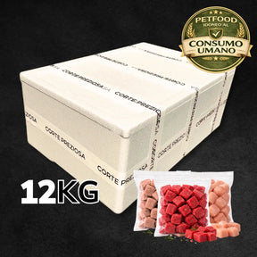 Box 12 Kg Misto - 4 Kg manzo 4 Kg pollo e 4 Kg suino - Porzioni da 200g - Bocconcini