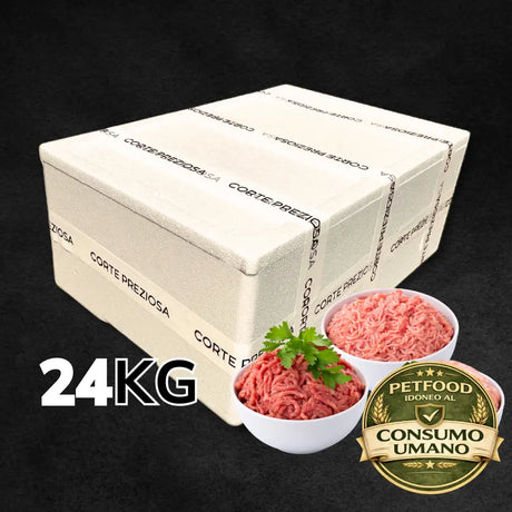 Box 24 Kg Misto - 8 Kg manzo 8 Kg pollo e 8 Kg suino - Porzioni da 200g